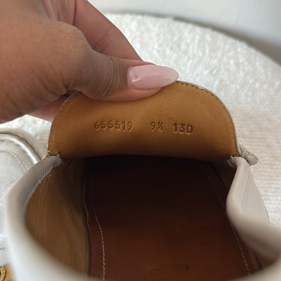 Gucci White Leather Loafers with Gold Accent - Picture 8 of 9